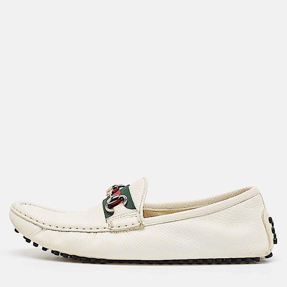 Gucci White Leather Loafers